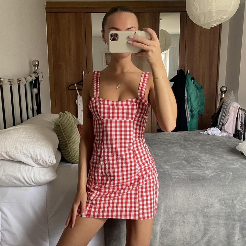 gingham mini dress